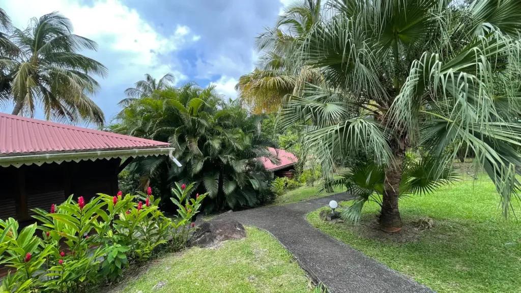 Le sentier vers la piscine des gîtes Acomat Bellevue Pointe-Noire Guadeloupe