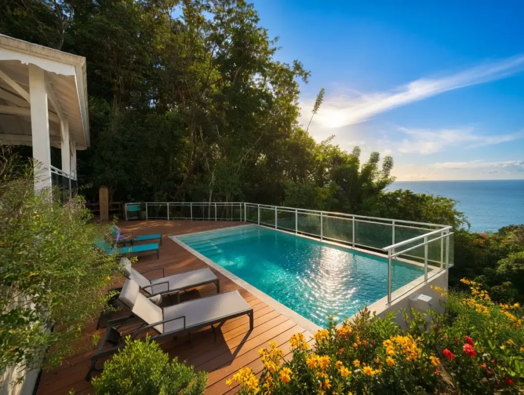 Vue de la piscine de la Villa Ti Kawet Pointe-Noire Guadeloupe