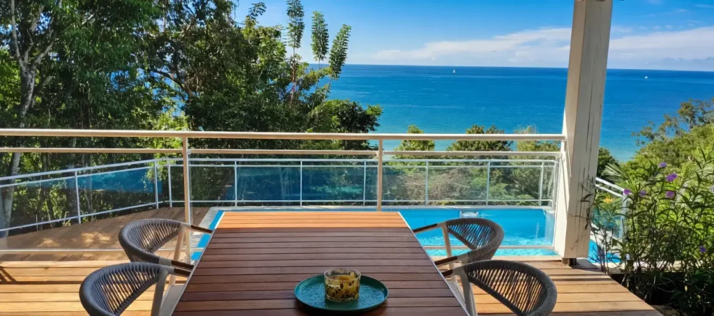 Vue sur l'horizon depuis la terrasse Villa Ti'Kawet Pointe-Noire Guadeloupe