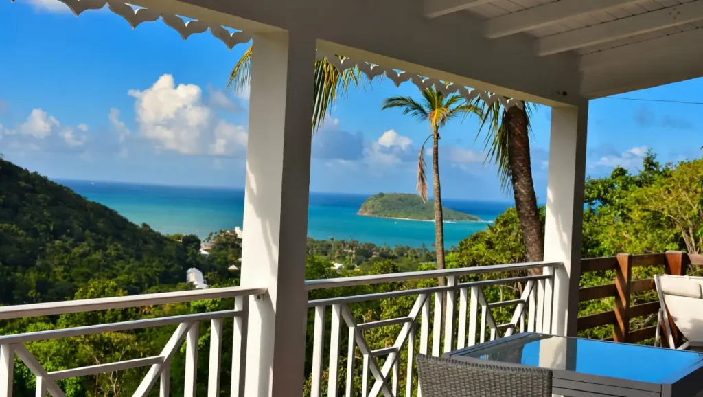 Terrasse avec vue sur la mer à Deshaies Habitation Pineau Guadeloupe