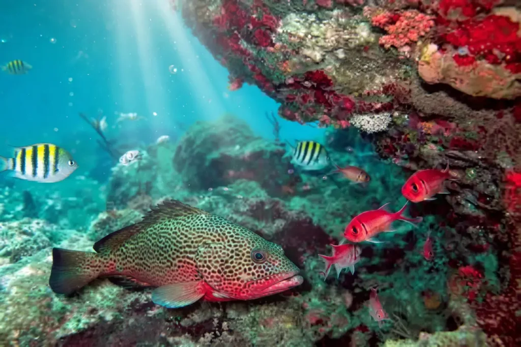 Fonds marins colorés de la barrière de corail par Burdey Excursions Guadeloupe