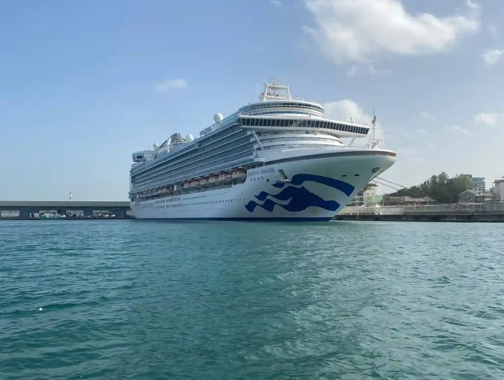 Vue depuis l'Espérance sur le paquebot Emerald Princess à quai à Pointe-à-Pitre Excursions Espérance Guadeloupe
