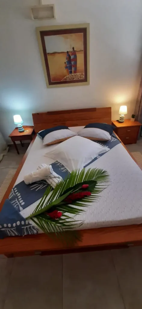 Le lit 2 places Appartement Laffieflo a Fetay Jaune à Baie Mahault Guadeloupe