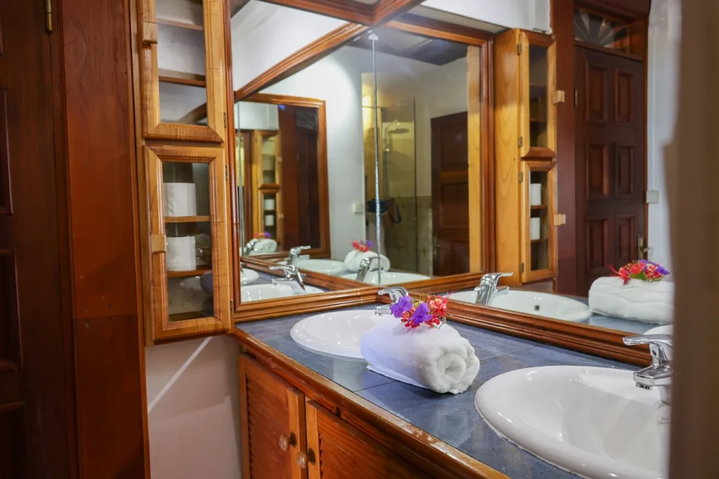 Une des 3 salles de bain de l'Habitation Caféière à Bouillante Guadeloupe